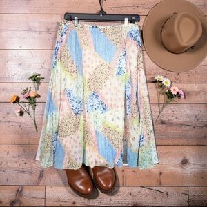 Boho Floral Skirt bloom City Blues by Koret Cottage-core long  12P / Large P